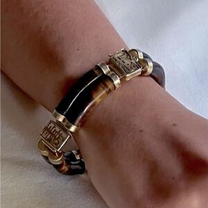 Vintage 10K Gold Tigers Eye Stone Bracelet